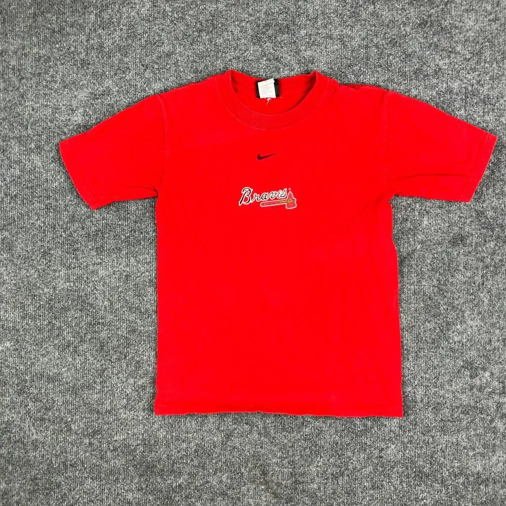 Nike Braves T-Shirt Boys Size S Red MLB Team Graphic‎ Short Sleeve Youth